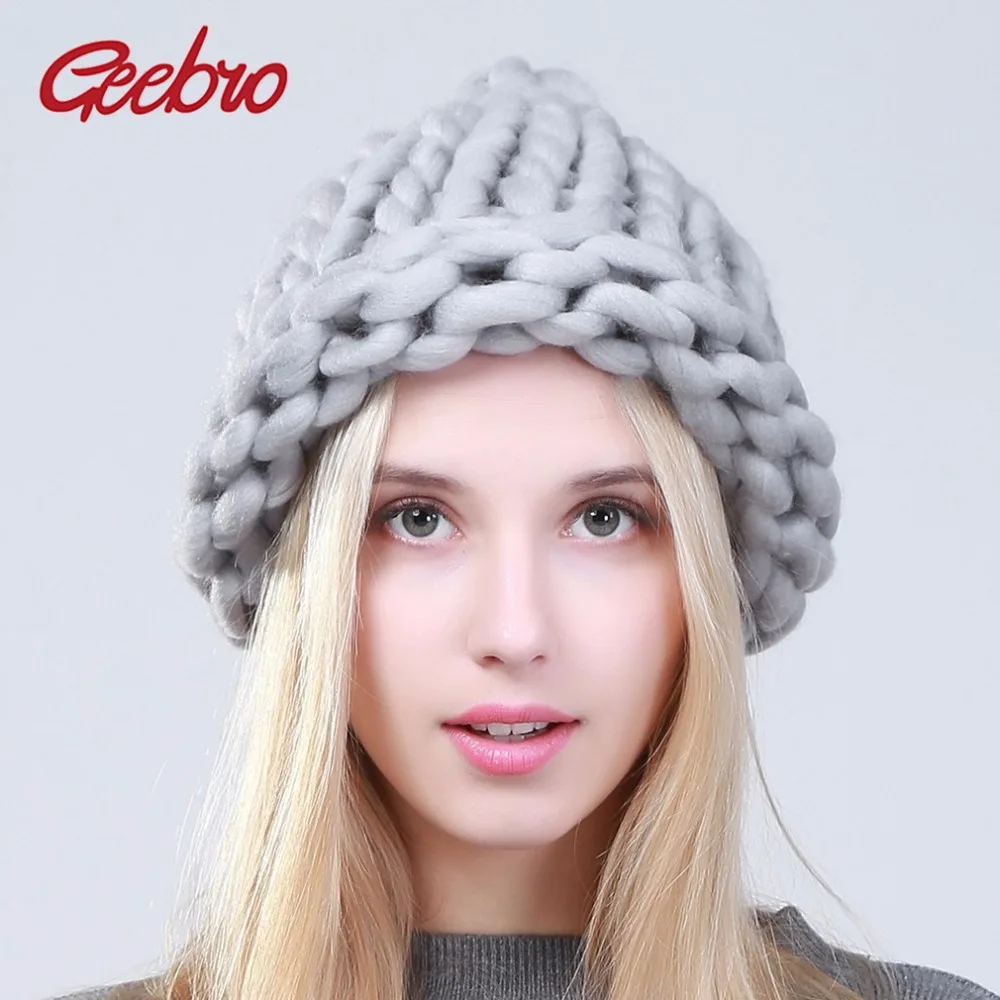 Женская теплая шапка бини Geebro вязаные шапки ручной работы карамельных цветов|beanie