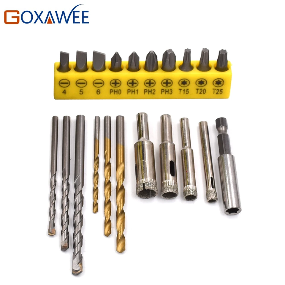 GOXAWEE 21Pcs Drill Screwdriver Bit Set Woodworking drill ferramentas