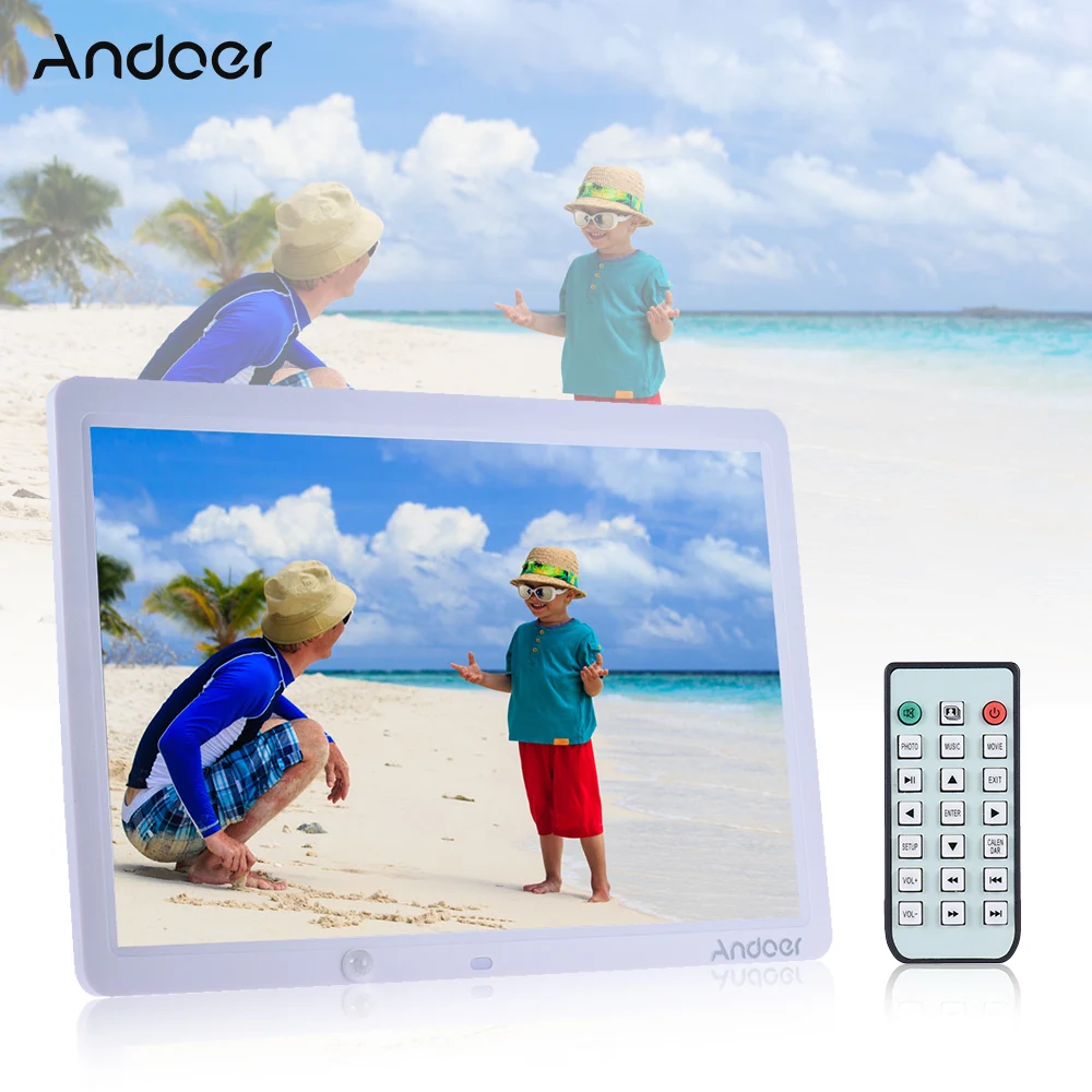 Andoer 1" большой экран светодиодный цифровой Рамка для фотографии; альбом настенный 1280*800 с пультом дистанционного управления с датчиком обнаружения движения