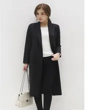 Для женщин тонкий бренда блейзер Пальто Длинные Демисезонный черный Мода Повседневная куртка с длинными рукавами костюм дамы Blazer OL Костюмы A3014