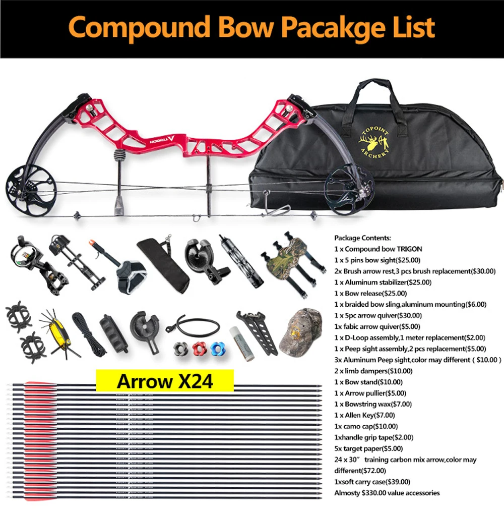 Tiro com Arco Topoint Composto Trigon Pacote Completo Fresagem Cnc Arco Riser Gordon Composites Membro Bcy Corda Eua 7 Eua topoint tiro com arco composto trigon