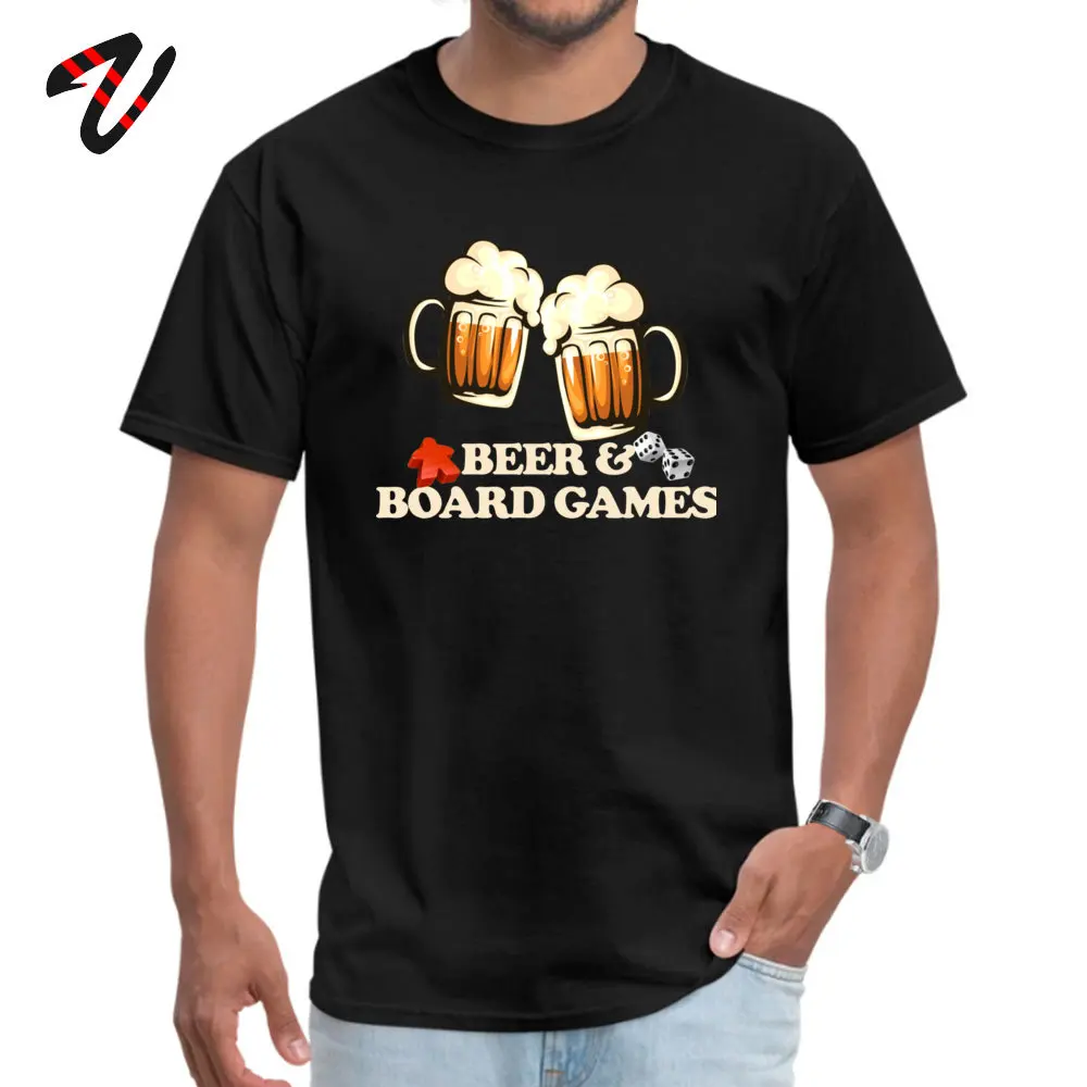 Beer and Board Games Round Neck T-Shirt Fall Tops Shirts Short Sleeve Slim Fit 100% Cotton Summer T Shirt Hip hop Men Beer and Board Games 26437 black