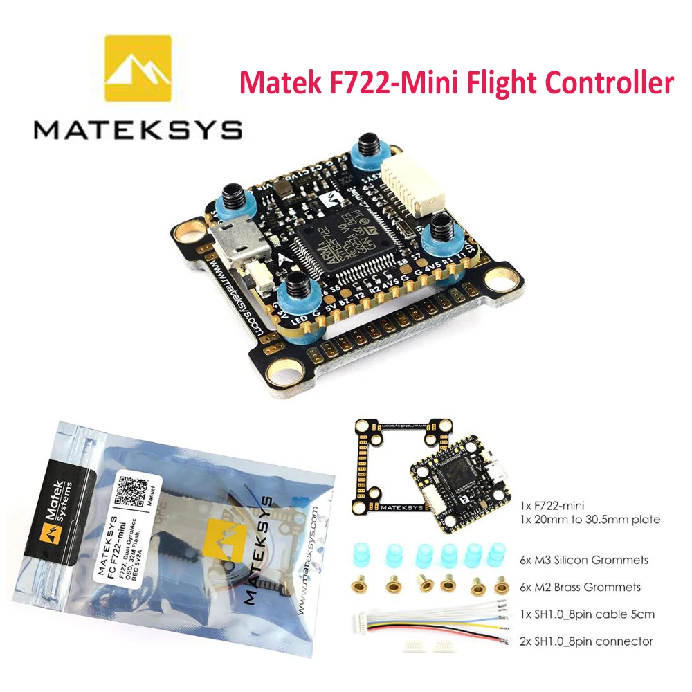 

Matek Systems F722-Mini OSD Dual Gyro/Acc 32M Flash 5V/2A BEC Flight Controller for RC Drone FPV Racing Drone Part DIY