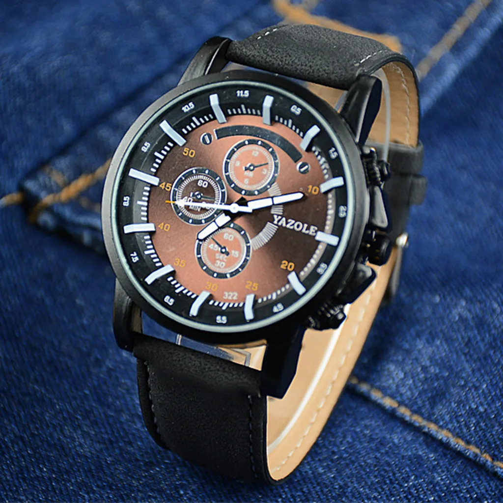 Luxury Brand Yazole Men Watches Men Sports Watches Leather Band Quartz Wristwatch Watches Mens erkek kol saat reloj hombre