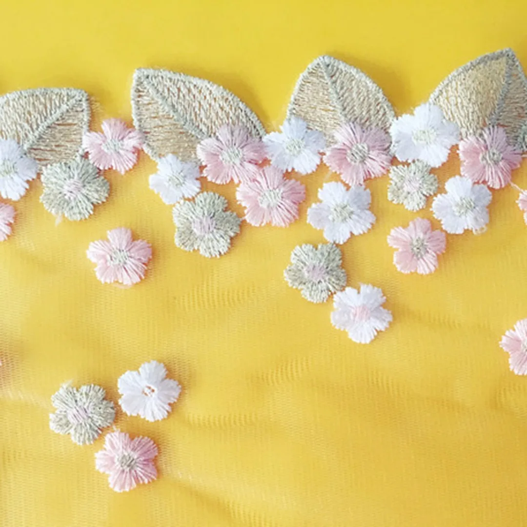 Newest Floral Tulle Lace Trim Ribbon Fabric Flower Embroidery Wedding Trim Sewing