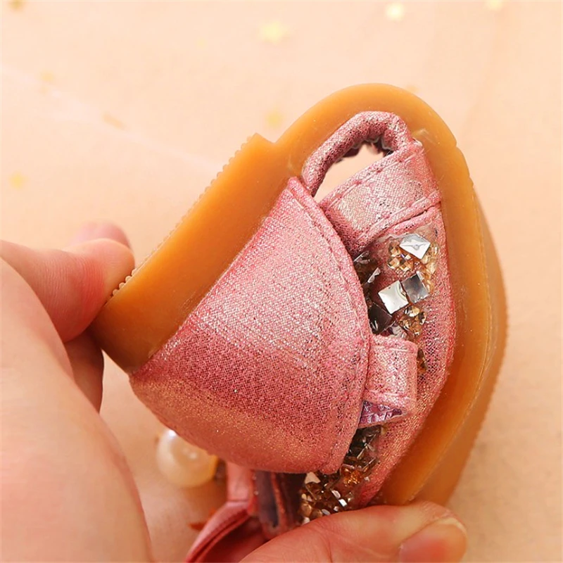 Gold Silver Pink summer Children Leather Shoes Casual Girls Princess Flat Heel Party Shoes Fashion Sequins Bow Pearl Kids Shoes