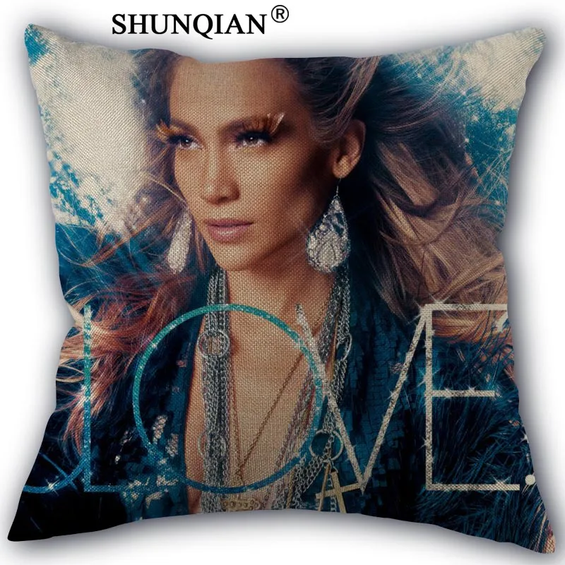 

jennifer lopez Pillowcase Custom Cotton Linen Square Decorative Pillow Cases Cover Zippered 45x45cm one side