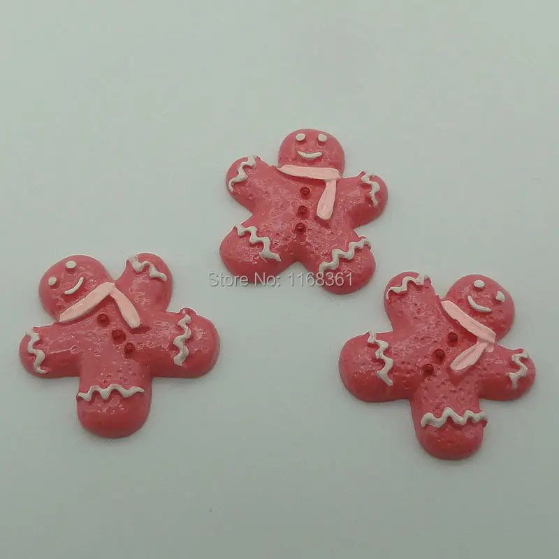 1pcs/lot resin flatback Gingerbread man with scarf 22mm Cabochons Scrapbooking Hair Bow Center DIY Christmas decration C109-10