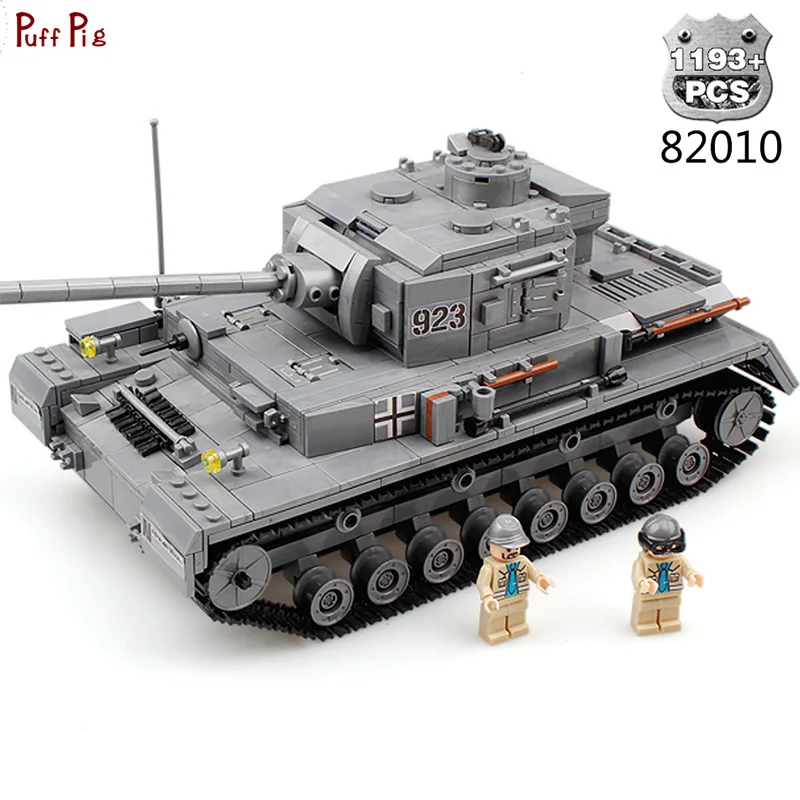 

1193pcs Military Army Large Panzer IV F2 The Tiger Tank Model Building Blocks Compatible Legoe Weapon City Bricks Toys For Child