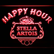 616 Stella Artois Пиво «Happy Hour» крючок светодиодный неоновые световые знаки с включения/выключения 20+ Цвета 5 размеров на выбор