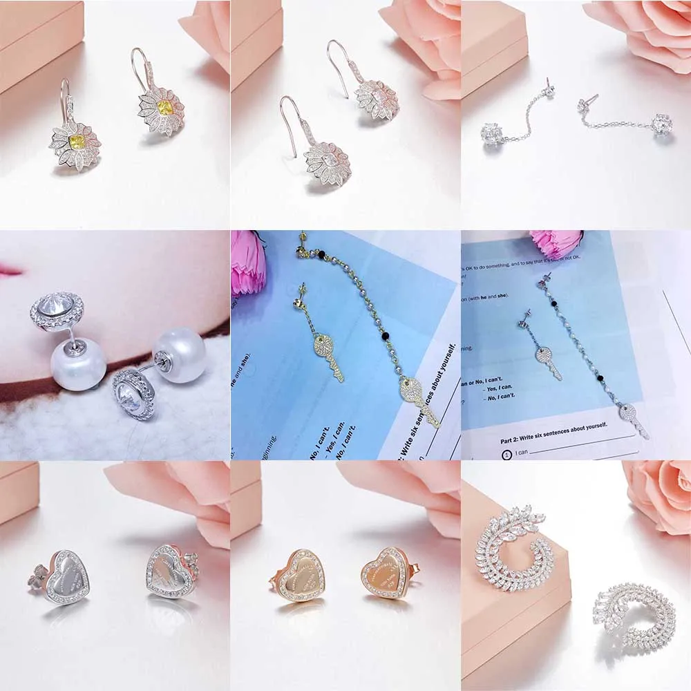 

TIFF 100% 925 Sterling Silver Original Earrings Diy Jewelry Charms Earrings Gift For Oirls Factory Wholesale