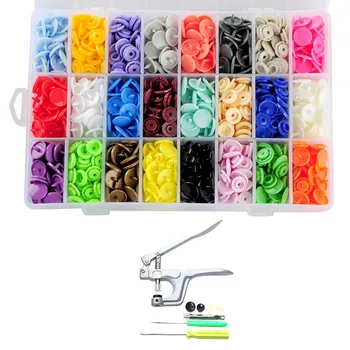 

360 Set 24 Colors T5 Resin Rivets Buttons with 1pcs Hand Pressure Pliers Sewing Tool Craft Kit for Handmade Craft Project