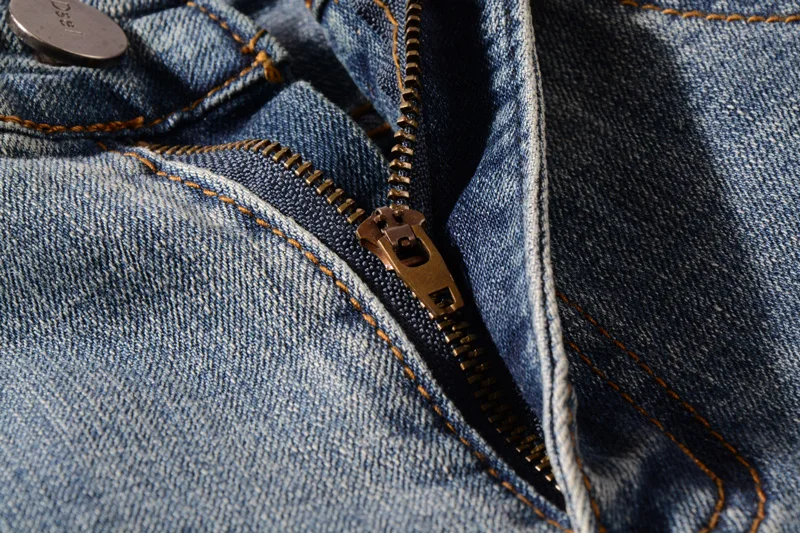 American Streetwear Men Jeans Blue Color Slim Fit Casual Denim Pants Ankle Zipper Elastic Jeans Men Hip Hop Jeans homme 