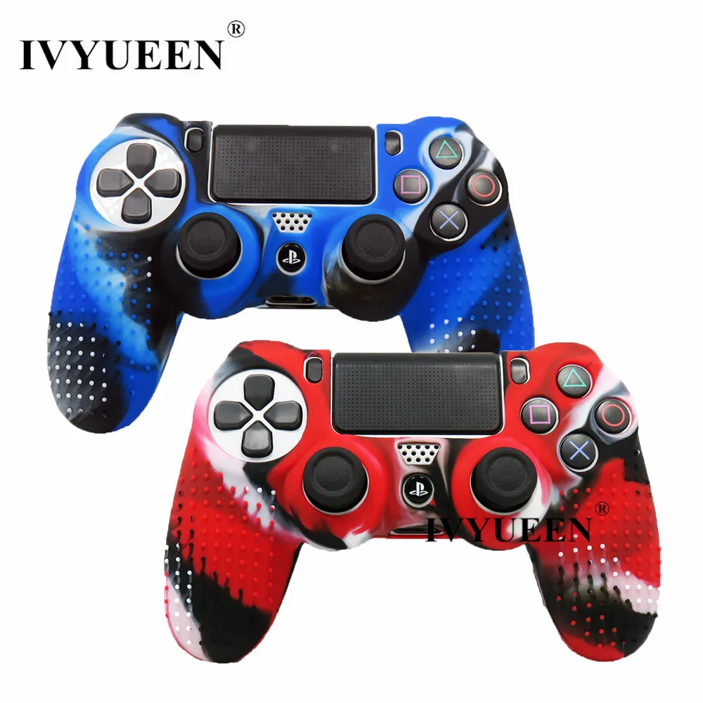 IVYUEEN 2 упак. противоскользящие силиконовая крышка кожи для sony Play Station Dualshock 4 PS4 Pro Slim контроллер(2 Чехол+ 4 ручки