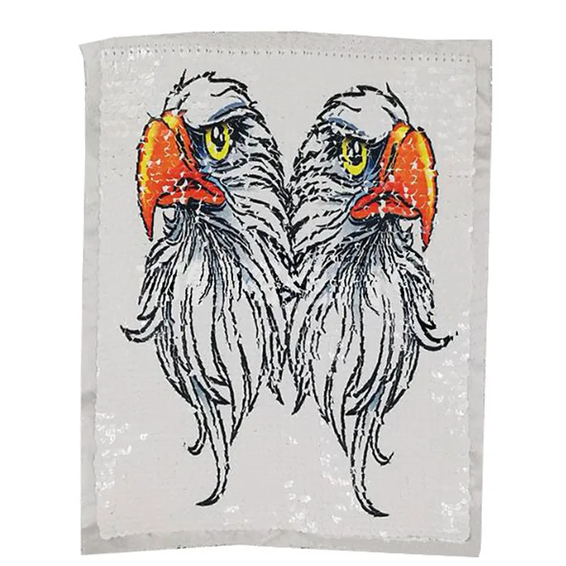 

Clothing Women Shirt Top Diy Patch Large Eagle head Sequins deal with it T-shirt girls Patches for clothes Animal 3D Stickers