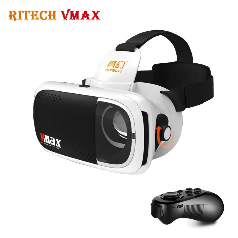 Ritech VMAX Update Version 3D VR Virtual Reality Glasses Headset VRBOX Head Mount for 4.7-6' Mobile + Shinecon Mocute Controller |