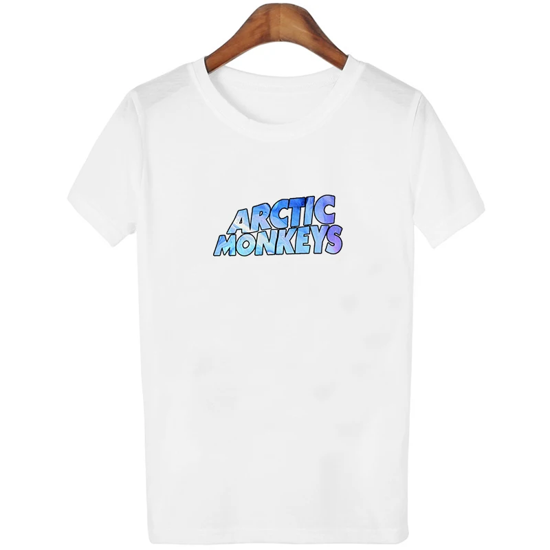 Белая женская футболка с принтом «Arctic Monkeys», летние топы с коротким рукавом и круглым вырезом, женская футболка в стиле панк-рок с буквенным принтом, женская футболка