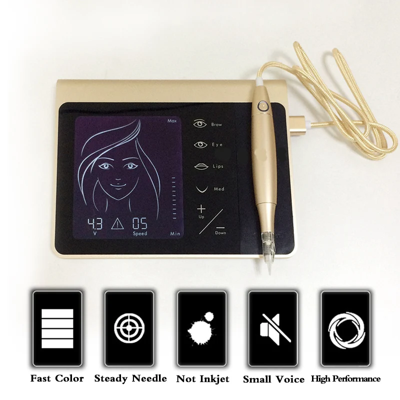 

Touch Screen Rechargeable Battery Permanent makeup Machine Kit for Eyebrow Lip Eyeliner machine with 10pcs Cartridge Neeldes