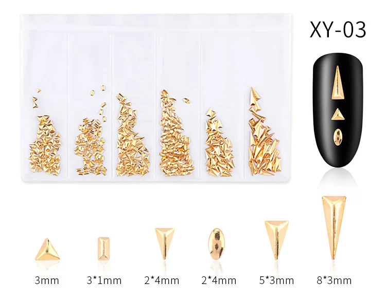 Смешанный 3D DIY полый металлический каркас украшения для дизайна ногтей золотые заклепки маникюрные аксессуары DIY Shell слайдер Шпильки для ногтей CH698 - Цвет: 03