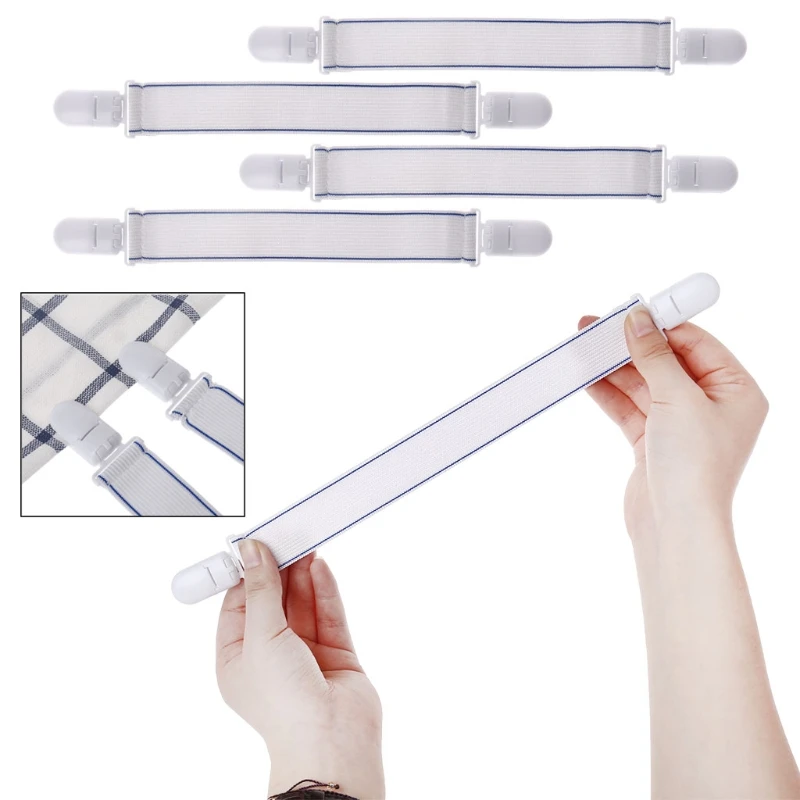 4Pcs Bed Sheet Clip Elastic Gripper Strap Fastener Mattress Cover Holder Grips