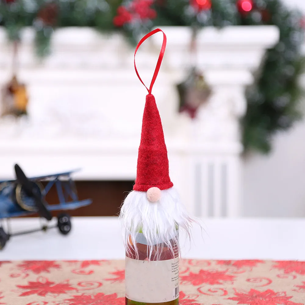 Набор рождественских винных бутылок, украшение Санта Клауса, Рождественская крышка для бутылки, декор на Рождество 10,17 - Цвет: C