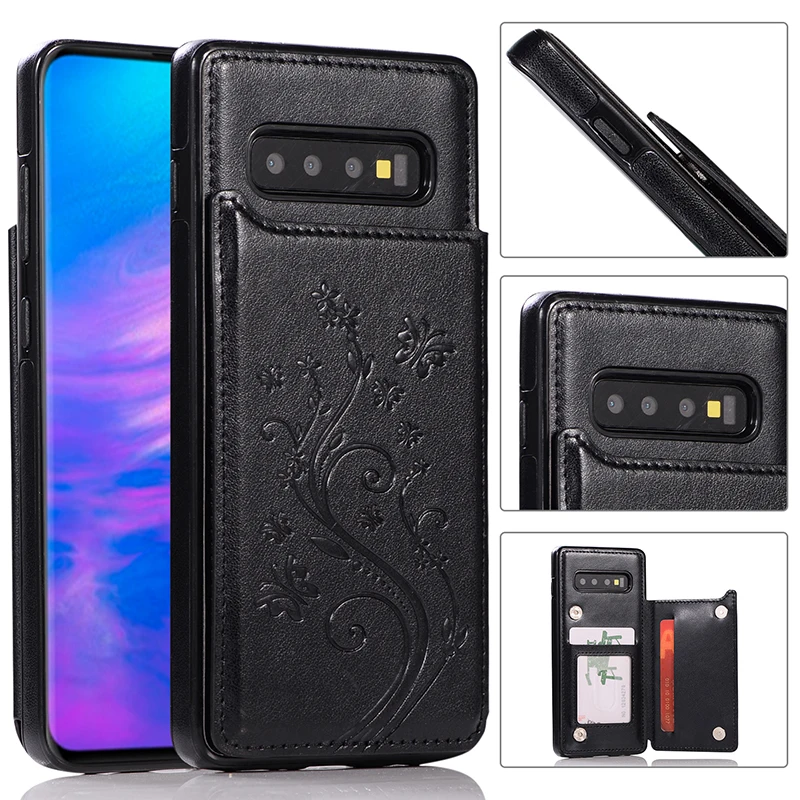 

Retro Emboss Flower Phone Case For Samsung S10 S9 S8 Plus Note 9 8 Flip Leather Wallet Back Cover For Samsung S10e S7 Edge Cases