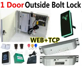 

1 Door Surface Mounted Drop Bolt Lock PSU Power Controller All-in-one Box+RFID Card reader One 1 Door Entry+Exit +complete kit