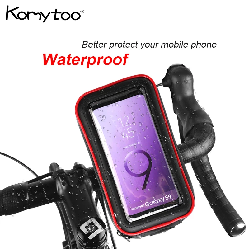 

KOMYTOO Bicycle Motorcycle Bike ABS Auto Cell Phone Holders Support Waterproof Bag Phone Holder For iPhone Samsung Huawei Xiaomi