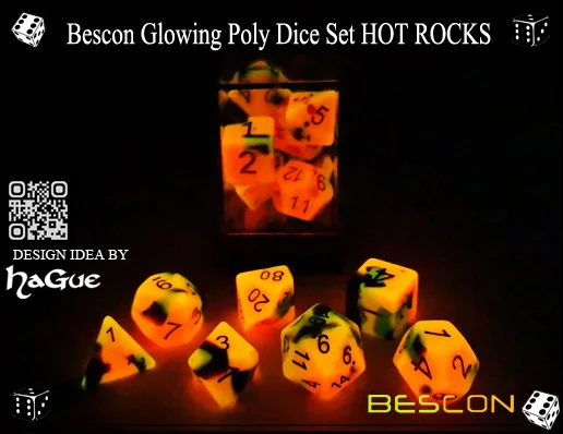 Bescon Glowing Poly Dice Set HOT ROCKS-5