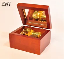 New Home decoration Pear wood golden movement wooden clockwork music box birthday gift Christmas Gift