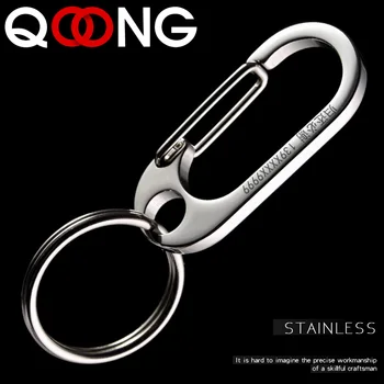 QOONG 2020 High Quality Stainless Steel Key Chain Metal Key Ring Men's Fashion Keychain Belt Buckles Chaveiro Car Key Holder Y15 the legend of zelda keychain blue red heart crystal key ring holder fashion car chaveiro game key chain pendant gift jewelry