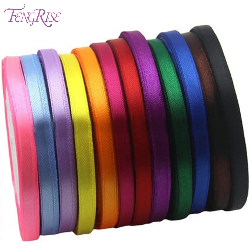 

FENGRISE Sewing Accessories 6 mm Satin Ribbon Silk Lace Trim Fabric Supplies Apparel Tape Rap Polyester Roll Material Decoration