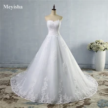 ZJ9059 White Ivory 2016 2017 New Lace Bottom Wedding Dresses Bridal Dress with big train gown Plus Size 2-26W