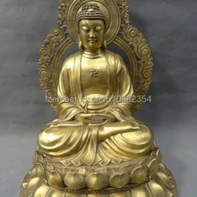 1" Тибет Тибетский Храм Чистая Латунь Буддийский Шакьямуни Будда Шакьямуни Статуя