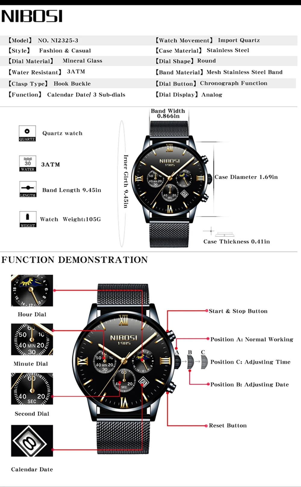 NIBOSI  Watch  Man Watch Automatic Movement Top Brand Man Watches Male Clock Clearance Sale Mens Watch 30m Water Resistan  Love  (2)