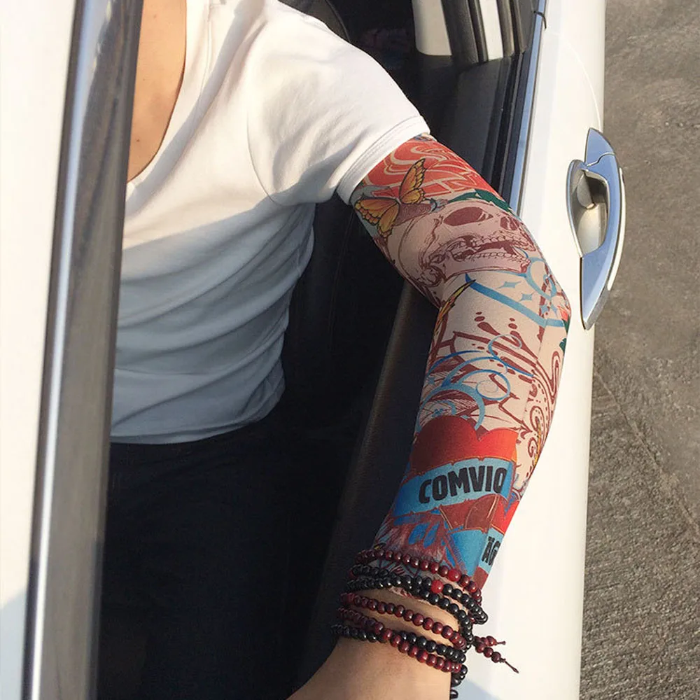 

Nylon Elastic Temporary Tattoo Sleeve Designs Body Arm Stockings Tatoo Cool