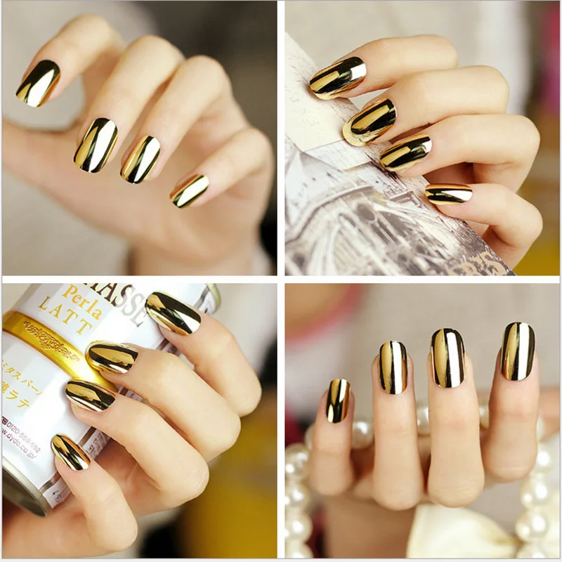 

1sheet Gold Silver Black Smooth Nail Art Beauty Sticker Patch Foils Armour Adhesive Full Wraps DIY Manicure Nail Decorations