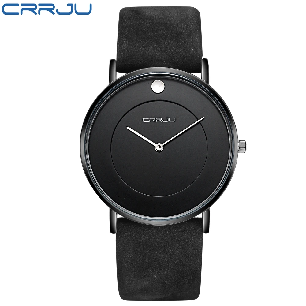 Super štíhlý Quartz Casual hodinky Business CRRJU Nejlepší značka Originální kožené analogové sportovní hodinky Pánské 2016 Relogio Masculino