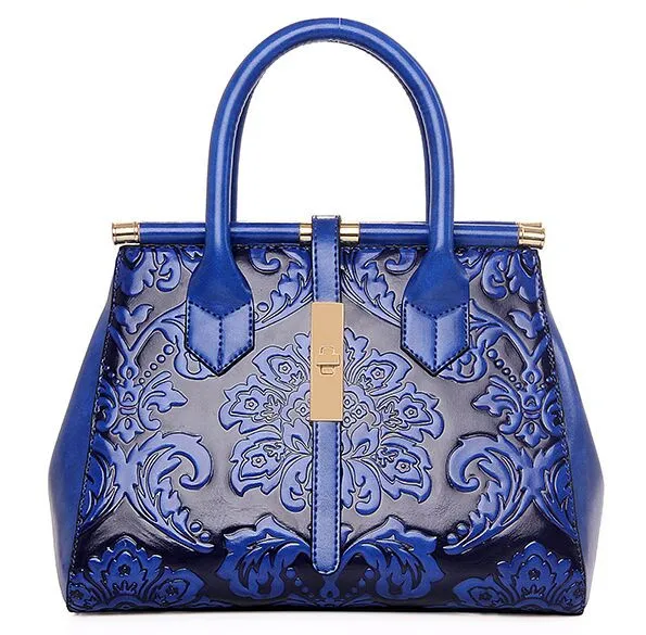 Fashion Elegant Chinese Style Embossing Women Bag 2017 Red HandBags Hot Casual Solid Green Women Totes Bags