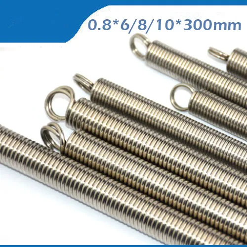 

Spring free shipping 4pcs/lot 0.8x6/8/10mmx300mm stainless steel extension spring tension spring