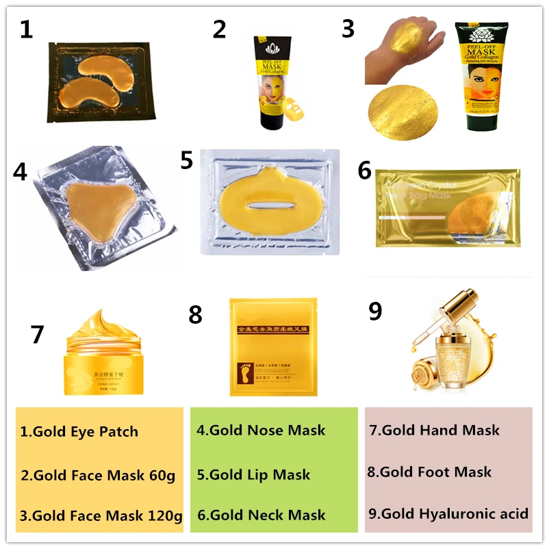 Маска для подтяжки лица кристально-золотые маски для лица увлажняющий крем отбеливающий омолаживающий Гиалуроновая кислота Корейская эссенция косменики
