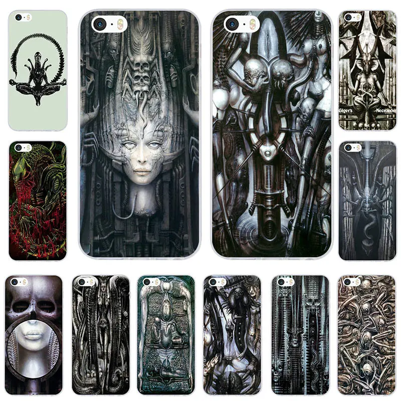 Alien Fan Art Ridley Scott Hr Giger Мягкий ТПУ силиконовый чехол для телефона iPhone 4 4S 5 5S 6 6S 8 7 Plus X