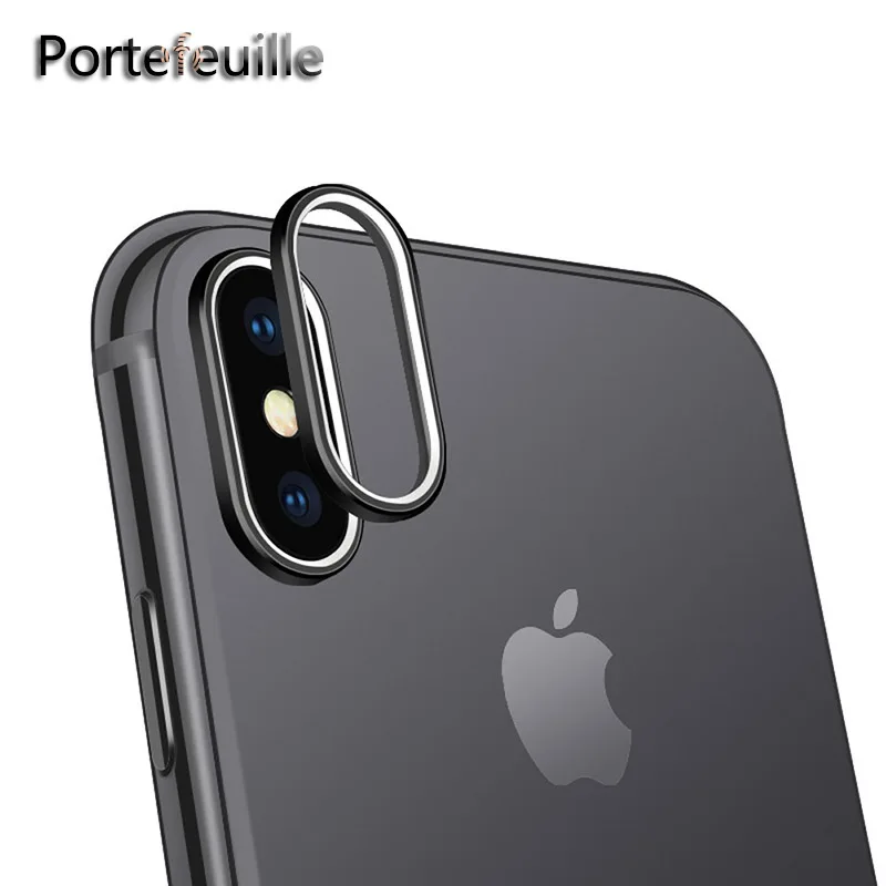 Portefeuille для iPhone X Объектив камеры протектор кольцо покрытие алюминий для iPhone 10 XR XS Max камера Чехол кольцо аксессуары - Цвет: Черный