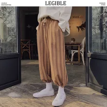 Разборчивые полосатые штаны Харадзюку, мужские шаровары в стиле хип-хоп, мужские японские Большие Штаны для бега, модные повседневные свободные спортивные штаны 2XL