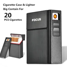 Detachable Cigarette Case With Lighter For 20 Piece Cigarette USB Electronic Lighter Plastic Cigarette Box Fancy Gadgets For Men