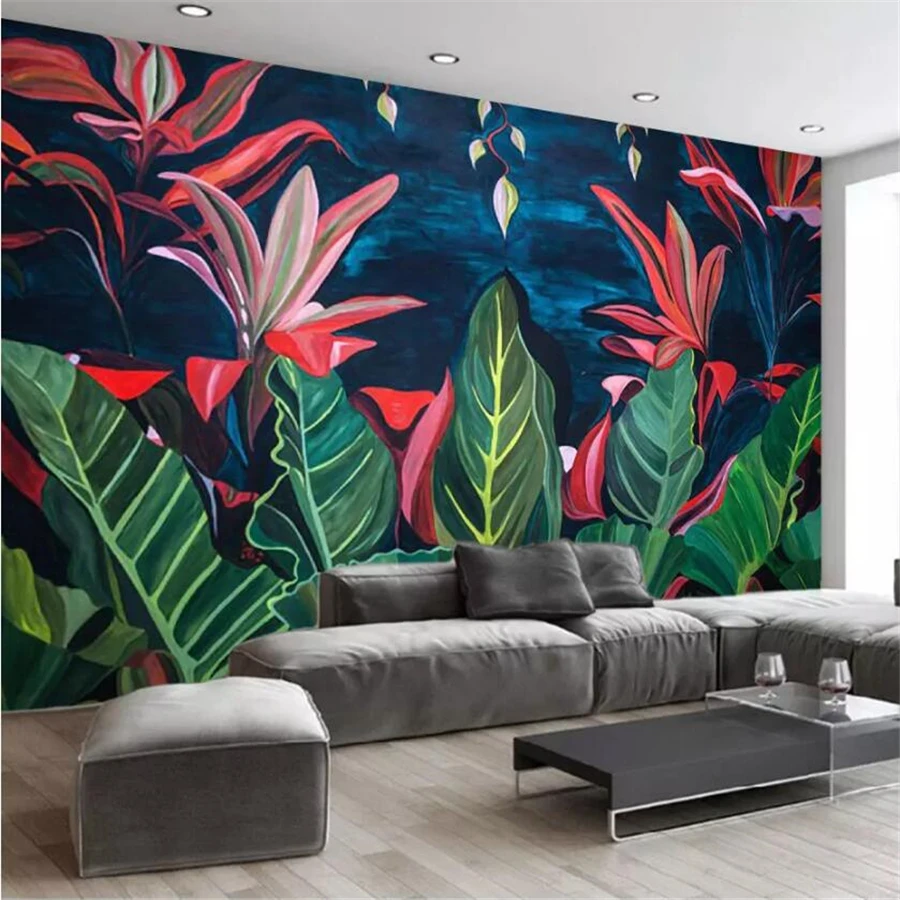 

wellyu Custom wallpaper 3d обои European retro tropical rain forest banana leaf living room backdrop papel de pared 3d wallpaper