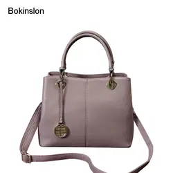 Bokinslon Сумки на плечо женщина Разделение кожа простой Crossbody сумка для Женская мода одноцветное Цвет Женская кожаная обувь Сумки