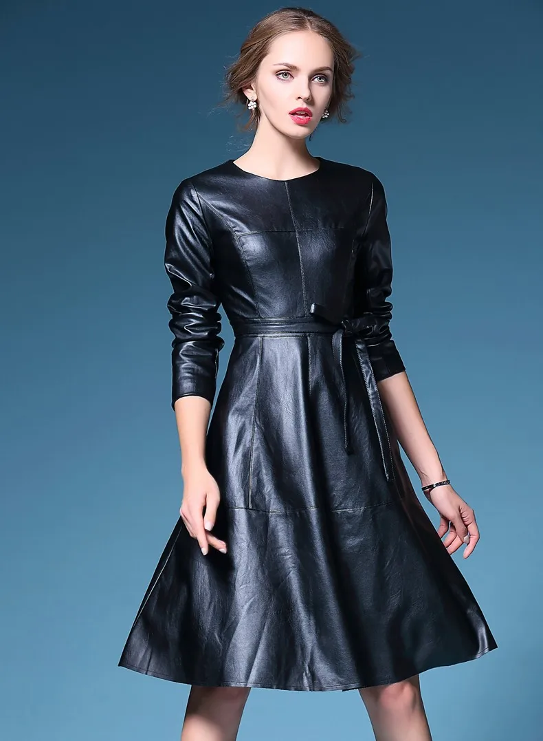 Long Sleeve Leather Dress | Uniqistic.com