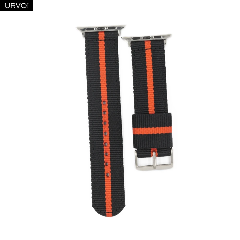 URVOI woven nylon band для apple watch серии 4 3 2 1 ремешок для iwatch классические стили черный серебристый адаптеры 40/44 мм - Цвет ремешка: Black orange