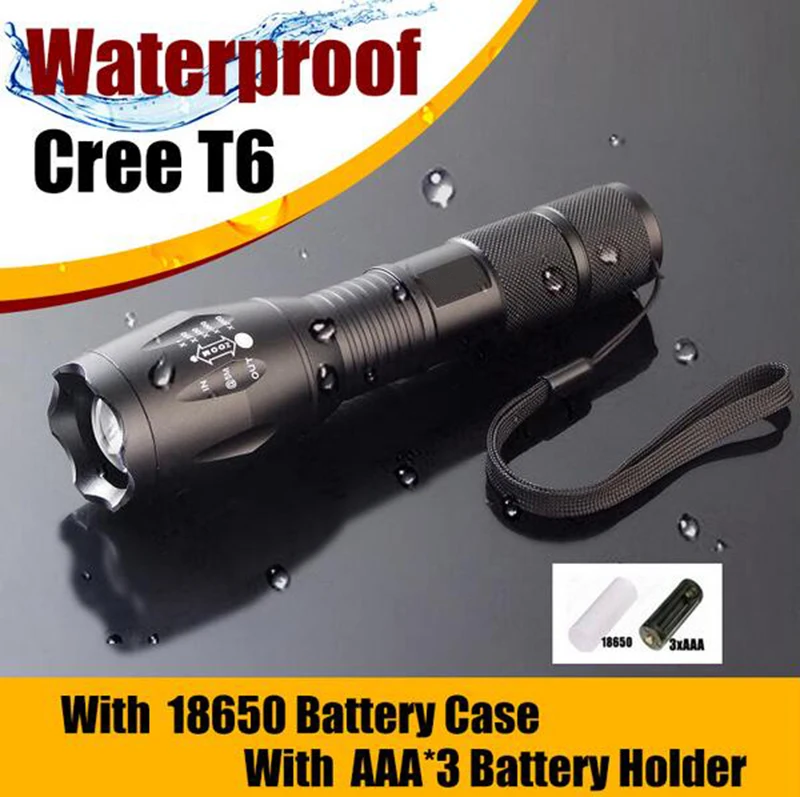 

USA 3800 lumens E17 CREE XM-L T6 led flash light waterproof zoom led hand lamp for 3*AAA or 1*18650 on sale